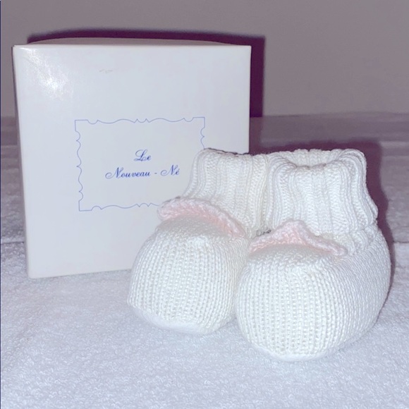 Knit Baby Booties by Le Nouveau-Né 0-3mo New - Picture 1 of 8